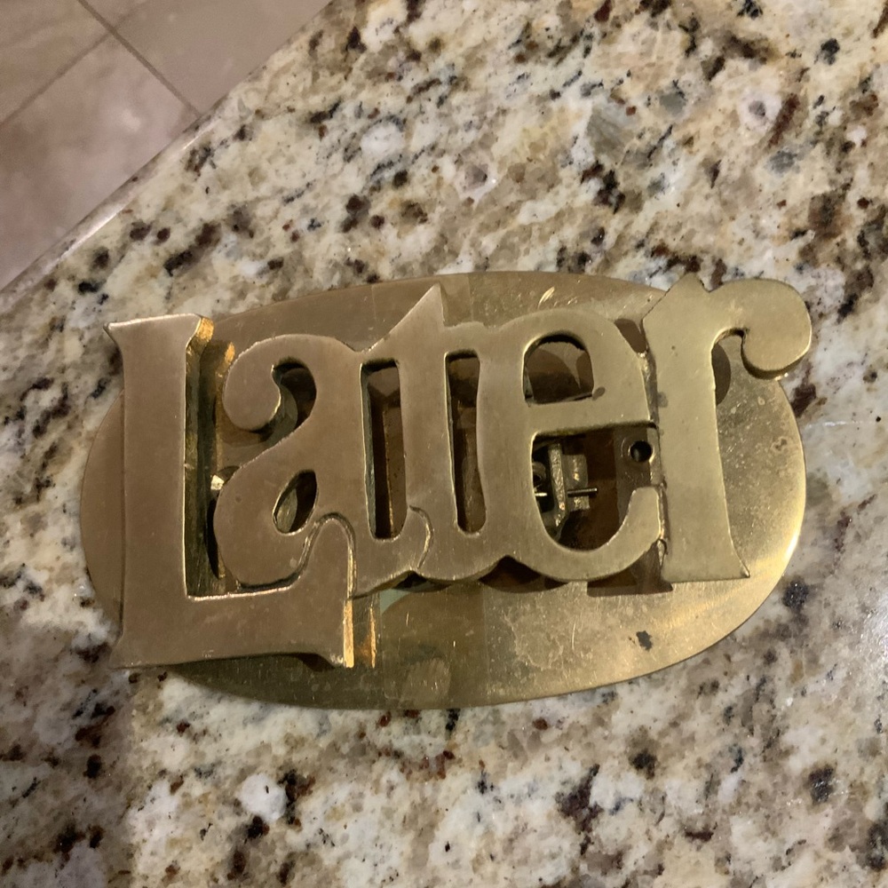 Vintage Mid Century Brass Later Paperweight Desk Organizer Clip Letter Holder - Picture 10 of 15